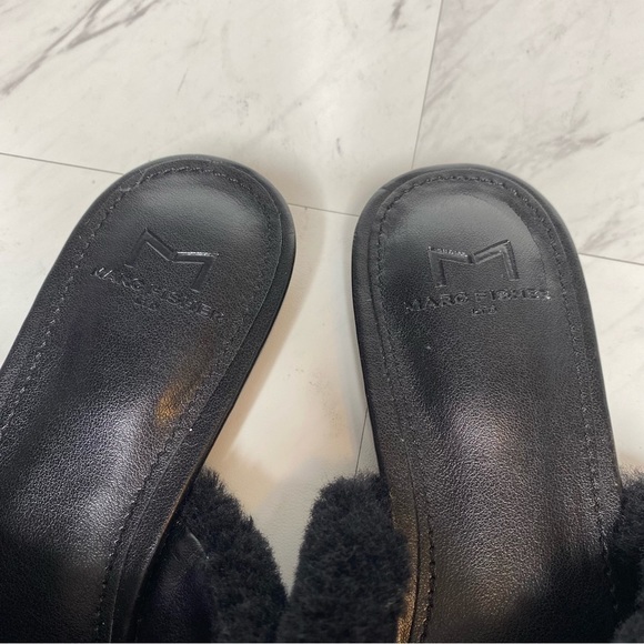 Marc Fisher Sabrinna Black Shearling Flat Mule 6.5 M - Picture 9 of 11
